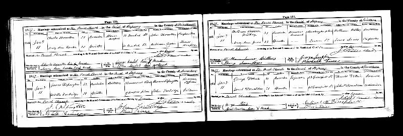 Repington (James) 1857 Marriage Record